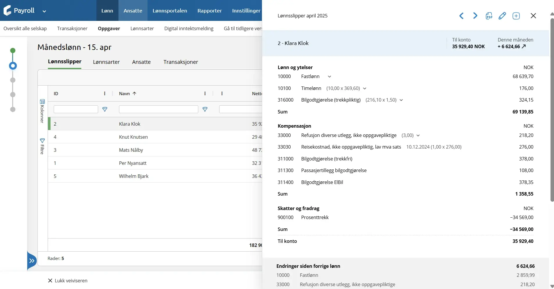 Payroll skjermbilde