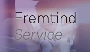 Fremtind Service blur - referansecase bilde med logo og gradient (300 × 175 px)